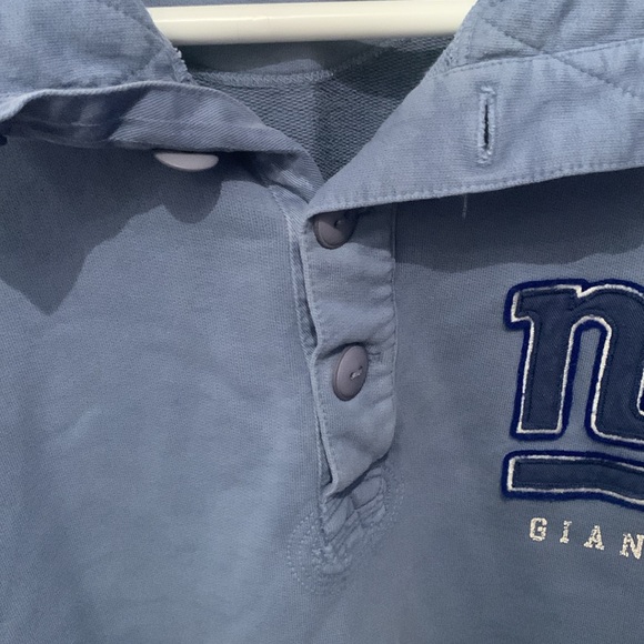 Fantastic Light Blue NY Giants Peruvian Cotton Long Sleeve Quarter Button Shirt - Picture 4 of 10